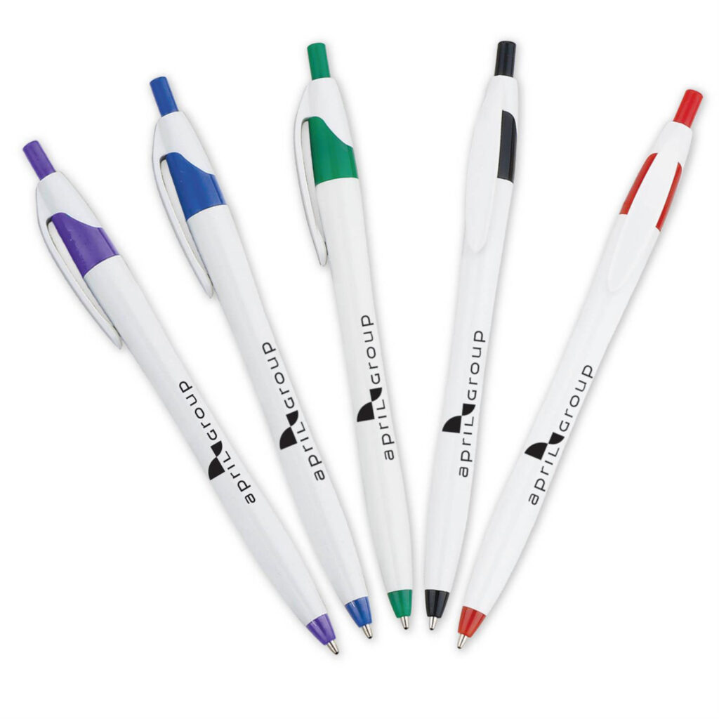 FLWR - WHITE BARREL EUROPEAN DESIGN BALLPOINT CLICK PEN