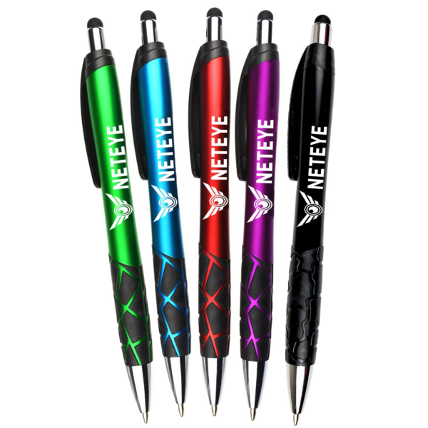 MCSP - MATTE BARREL BALLPOINT PEN W/ RUBBER GRIPS & STYLUS