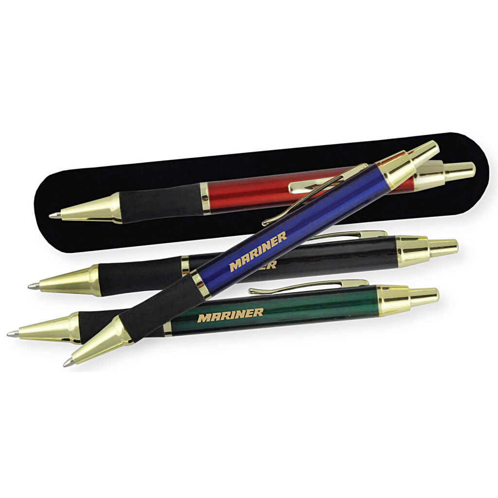MPEN - EUROPEAN STYLE RUBBER GRIP METAL CLICK PEN - LASER ENGRAVED