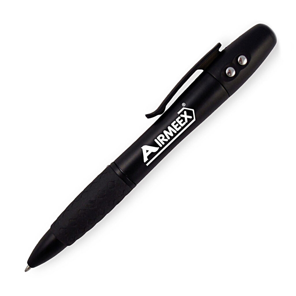 PLDK - TRIPLE ACTION TWIST PEN, LED LIGHT & RED LASER POINTER W/ RUBBER GRIP
