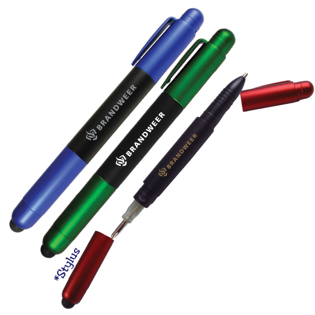 3TPN - REVERSIBLE SCREWDRIVER AND BALLPOINT PEN WITH METALLIC CAPS AND STYLUS