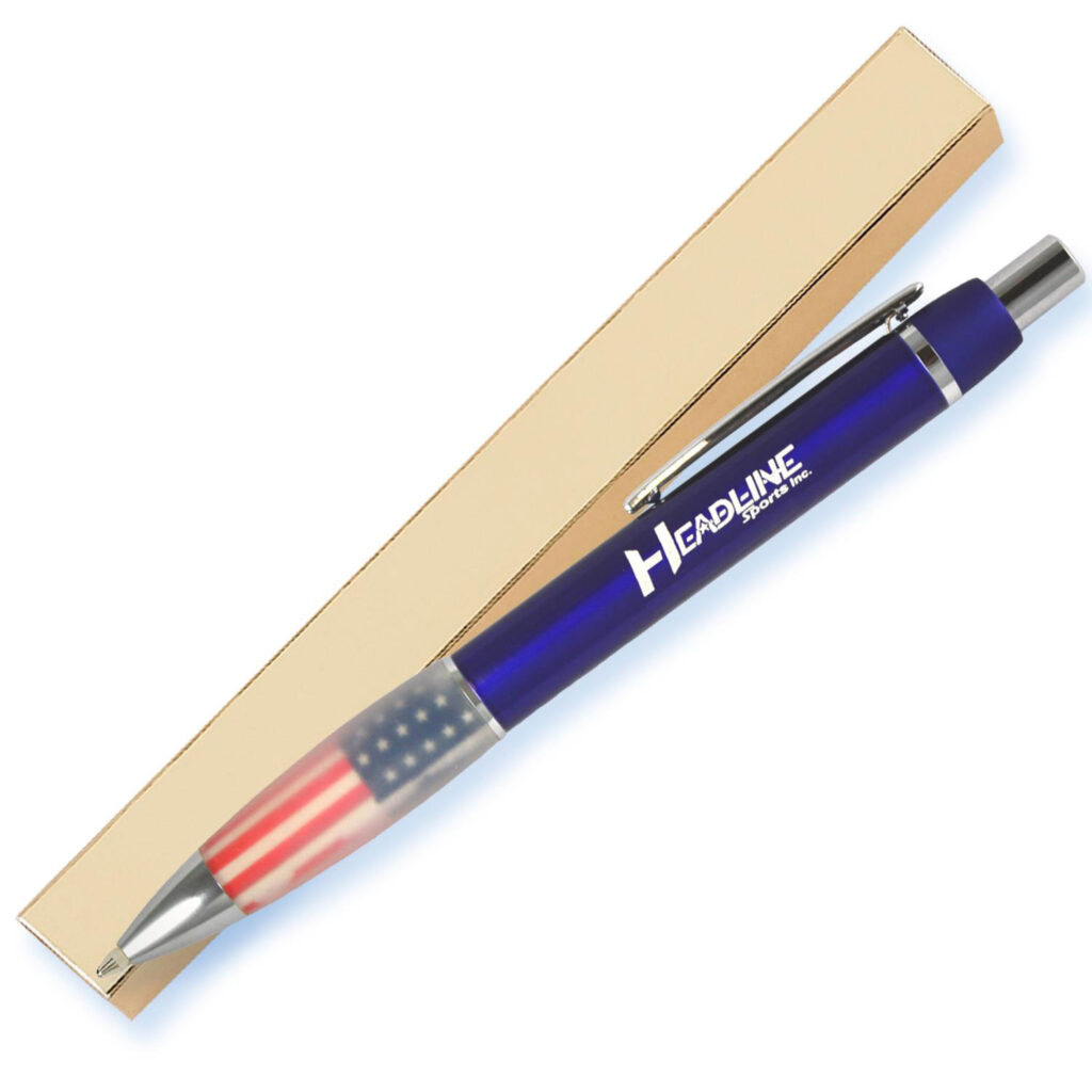 USMP - PATRIOTIC METAL CLICK PEN W/ RUBBER GRIP - LASER ENGRAVED